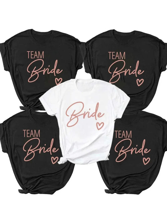 2023 Black Hen Party Bachelorette Party White Grey Girl Wedding Female Tops Tees Women Team Bride Bride Squad T-shirts